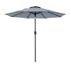 9' Light Grey And Charcoal Polyester Octagonal Tilt Market Patio Umbrella