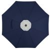 9' Navy Blue And Beige Polyester Octagonal Tilt Market Patio Umbrella