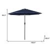 9' Navy Blue And Beige Polyester Octagonal Tilt Market Patio Umbrella