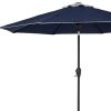 9' Navy Blue And Beige Polyester Octagonal Tilt Market Patio Umbrella