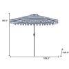 9' Navy Blue And White Stripe Octagonal Tilt Market Patio Umbrella