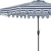 9' Navy Blue And White Stripe Octagonal Tilt Market Patio Umbrella