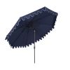 9' Navy Polyester Octagonal Tilt Market Patio Umbrella