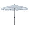 11' Light Grey And White Stripe Octagonal Tilt Market Patio Umbrella