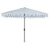 11' Light Grey And White Stripe Octagonal Tilt Market Patio Umbrella