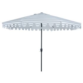 11' Light Grey And White Stripe Octagonal Tilt Market Patio Umbrella