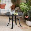 24" Black Rounded Metal Outdoor Bistro Table With Umbrella Hole