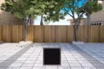 18" Black Square Glass Outdoor Side Table