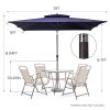 9' Navy Blue Polyester Rectangular Tilt Market Patio Umbrella