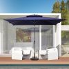 9' Navy Blue Polyester Rectangular Tilt Market Patio Umbrella