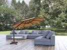 12' Tan Polyester Round Tilt Cantilever Patio Umbrella With Stand