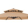 12' Tan Polyester Round Tilt Cantilever Patio Umbrella With Stand