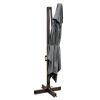 113" Dark Gray Polyester Rectangular Tilt Cantilever Patio Umbrella With Stand