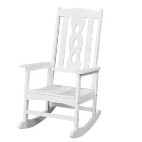 45" White Heavy Duty Plastic Rocking Chair