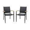 20" Set of Two Gray and Black Metal Indoor Outdoor Dining Chair