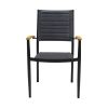 20" Set of Two Gray and Black Metal Indoor Outdoor Dining Chair