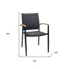 20" Set of Two Gray and Black Metal Indoor Outdoor Dining Chair