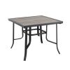 35" Brown and Black Square Metal Outdoor Dining Table