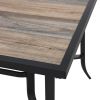 35" Brown and Black Square Metal Outdoor Dining Table