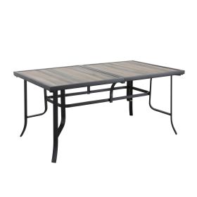 63" Brown and Black Metal Outdoor Dining Table