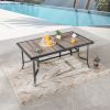 63" Brown and Black Metal Outdoor Dining Table