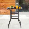 28" Black Square Glass Outdoor Bistro Table