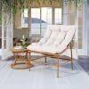 29" Beige and Brown Aluminum Indoor Outdoor Accent Chair with Beige Cushion