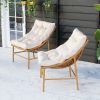 29" Beige and Brown Aluminum Indoor Outdoor Accent Chair with Beige Cushion