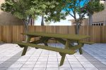 Green Solid Wood Outdoor Picnic Table