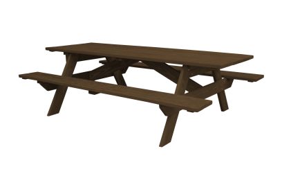 Dark Brown Solid Wood Outdoor Picnic Table