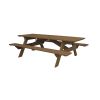 Wood Brown Solid Wood Outdoor Picnic Table Umbrella Hole