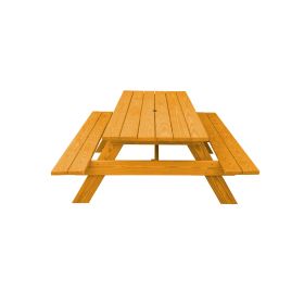 Natural Solid Wood Outdoor Picnic Table Umbrella Hole