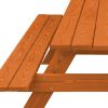 94" Redwood Solid Wood Outdoor Picnic Table with Umbrella Hole