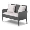 Modern 4-Piece Outdoor Grey Resin Wicker Patio Furniture Set with Cushions