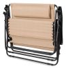 2 Person Tan Extra Wide Zero Gravity Chair Lounger with Cup Holders Headrest