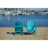 All Weather Recycled Blue Poly Plastic Outdoor Patio Adirondack Chairs - Set of 2