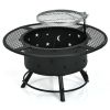 Camping Outdoor Wood Burning Fire Pit with Swivel BBQ Grill Grate