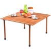 Outdoor Portable Roll-Up Folding Wood Patio Table with Carry Bag