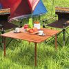 Outdoor Portable Roll-Up Folding Wood Patio Table with Carry Bag