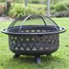 36-inch Bronze Fire Pit with Grill Grate Spark Screen Cover