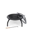 3 Piece Steel Fire Pit Bowl Set w/ Mesh Cover and Poker