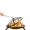 3 Piece Steel Fire Pit Bowl Set w/ Mesh Cover and Poker