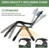 Green Padded Folding Zero Gravity Patio Recliner w/ Cup Holder