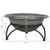 23.5 inch Wood-Burning Small Cast Iron Fire Pit Bowl with Stand