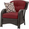 Brown Resin Wicker 6-Piece Patio Furniture Lounge Set with Red Seat Cushions