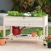 Solid Wood Locking Wheels Raised Mobile Garden Wood Planter Elevated Planter