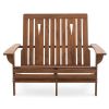 Outdoor 4-ft Adirondack Chair Loveseat Garden Bench in Natural Wood Finish