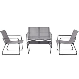 Outdoor Black Steel Frame 4-Piece Patio Furniture Set