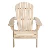 Unfinished Wood Folding Adirondack Chair Outdoor Garden Patio