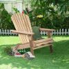 Unfinished Wood Folding Adirondack Chair Outdoor Garden Patio